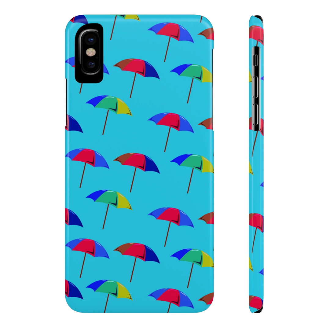 Slim Cute Phone Cases for Iphone - | iPhone 15 Case | iPhone 15 Pro Max Case, Iphone 14 Case, Iphone 14 Pro Max, Iphone 13, Colorful Beach Parasol Blue - Studio40ParkLane