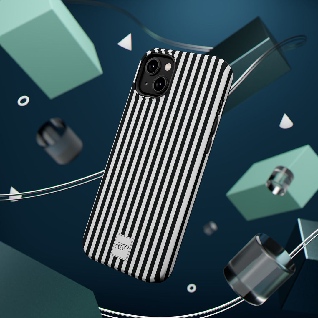 Custom Personalized Black White Striped Magsafe Phone Case for Iphone 17 - | iPhone 16 Pro Max Case | iPhone 15 Case Iphone 14 13 12 11 10 - Studio40ParkLane