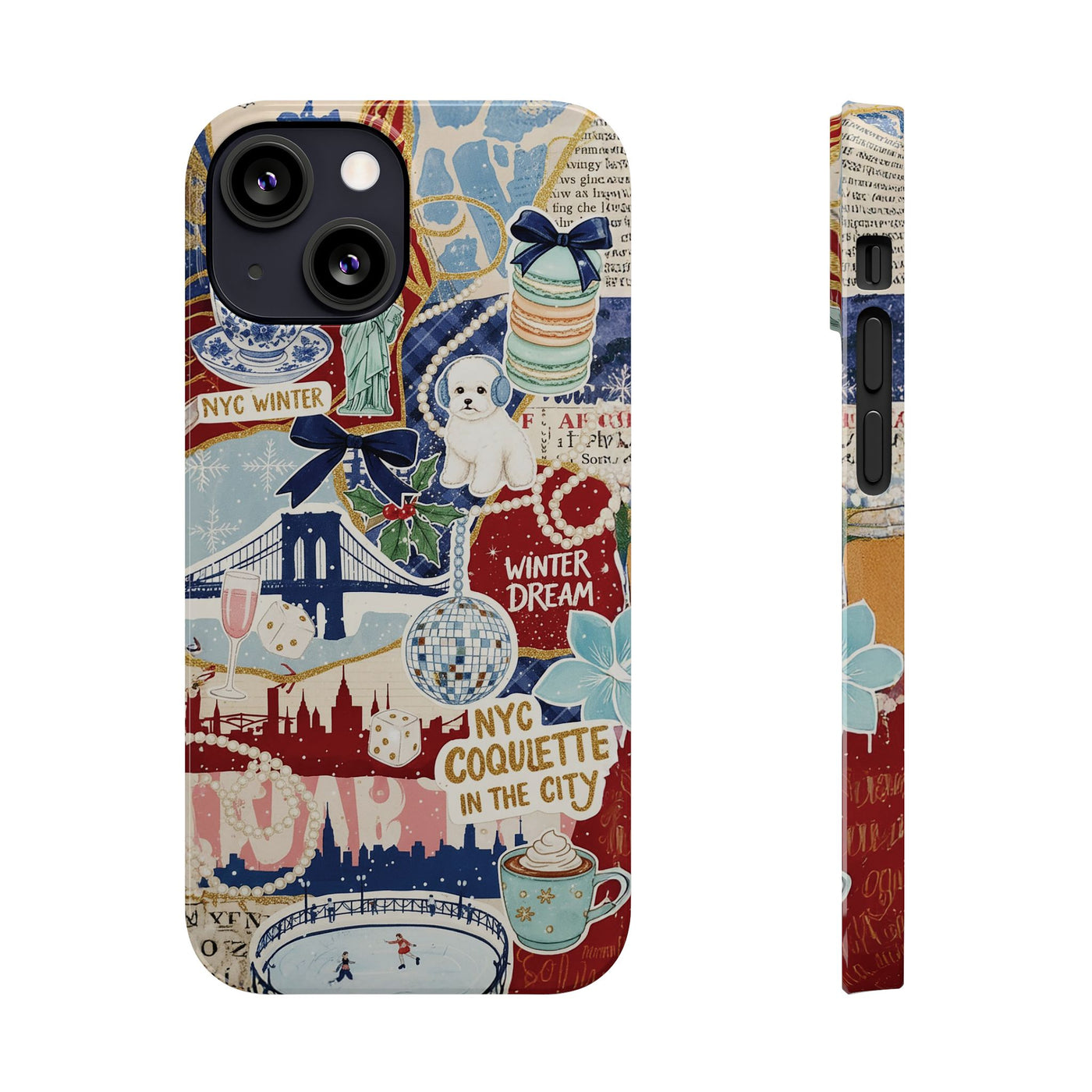 Slim New York Winter Coquette Collage Cute Phone Case for Iphone 16 - | iPhone 15 Pro Max Case | iPhone 14 Case Iphone 13 12 11 10 9 8 7 X - Studio40ParkLane