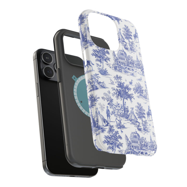 Blue Toile Magnetic Impact-Resistant Cute Phone Case for Iphone 16, iPhone 15 Pro Max Plus 14, 13, 12, 11 Gift for her - Studio40ParkLane