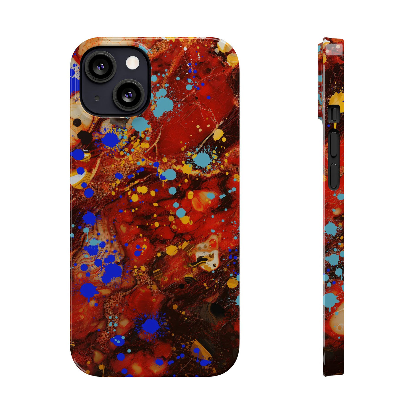 Slim Cute iPhone Cases - | iPhone 15 Case | iPhone 15 Pro Max Case, Iphone 14 Case, Iphone 14 Pro Max, Iphone 13, Fall Marble Paint Splash