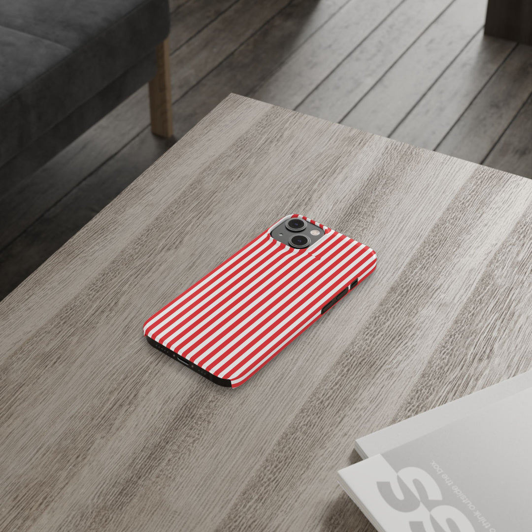 Slim Full Red Striped Cute Phone Case for Iphone 16 - | iPhone 15 Pro Max Case | iPhone 14 Case Iphone 13 12 11 10 9 8 7 XS X Gift for Her - Studio40ParkLane