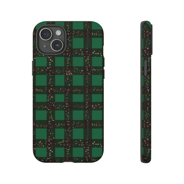 Cute IPhone Case | iPhone 15 Case | iPhone 15 Pro Max Case, Iphone 14 Case, Iphone 14 Pro Max Case IPhone Case for Art Lovers, Green Festive Plaid - Studio40ParkLane