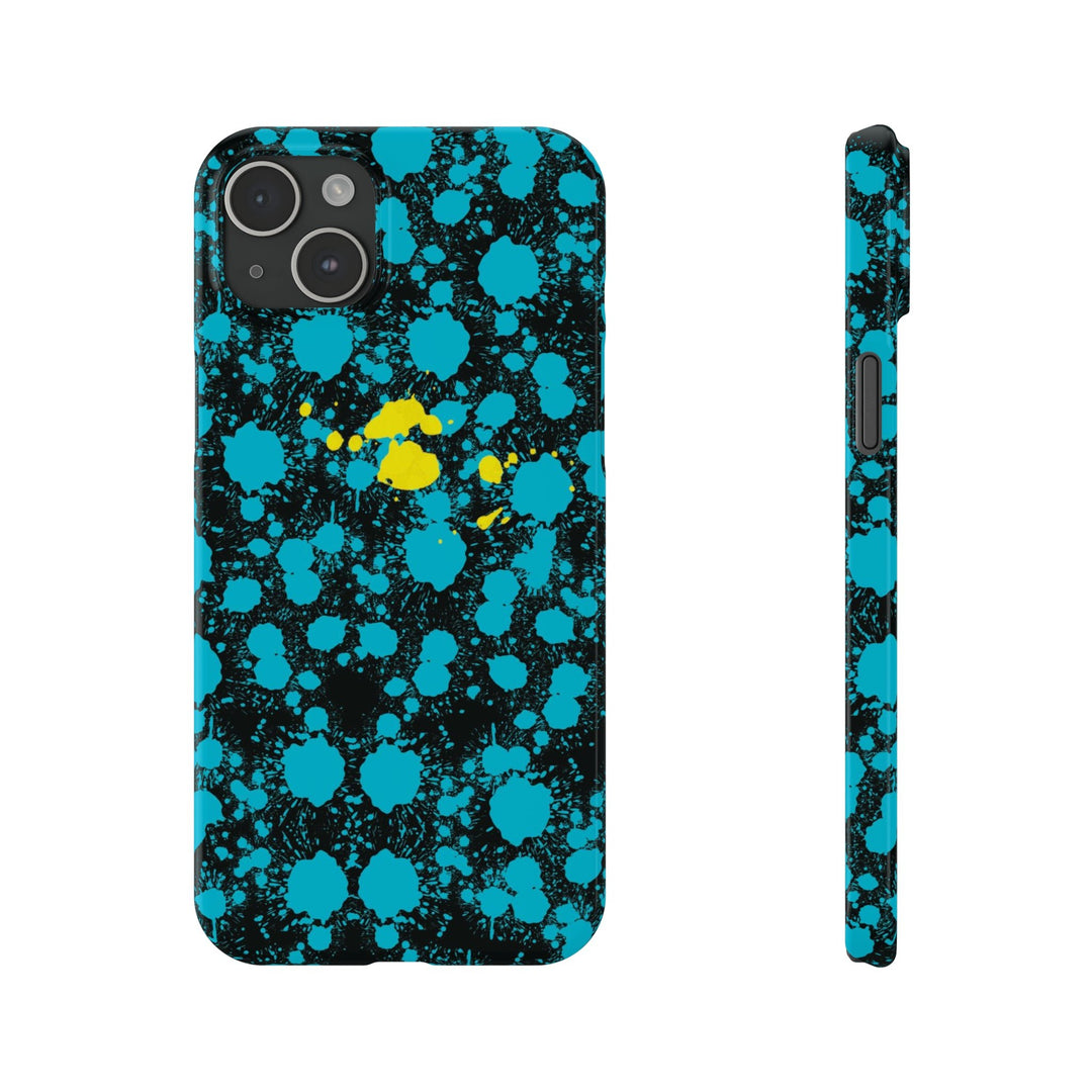 Slim Cute Phone Cases for Iphone - | iPhone 15 Case | iPhone 15 Pro Max Case, Iphone 14 Case, Iphone 14 Pro Max, Iphone 13, Paint Splash Blue Yellow - Studio40ParkLane