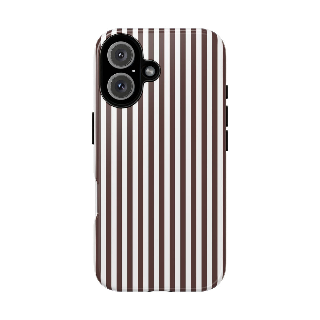 Tough Premium Brown Stripes Phone Case Gift for Her - For Apple iPhone 16 Pro Max 16e iPhone 15 Pro iPhone Iphone 14 Plus 13 Pro 12 SE XR - Studio40ParkLane