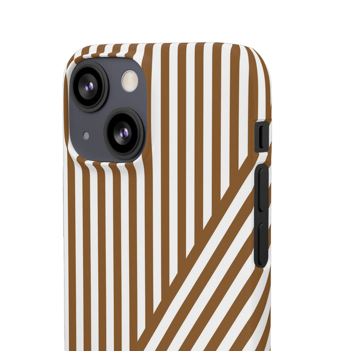 Aesthetic Mocha Brown Stripes Cute Phone Case Sleek Snap - For iPhone 17 Pro Max iPhone 16 Pro iPhone 15 Iphone 14 Plus 13 Pro 12 11 10 Gift - Studio40ParkLane
