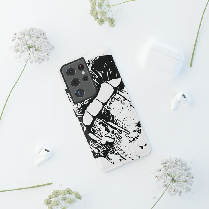Cute Samsung Phone Case | Aesthetic Samsung Phone Case | Smile Lips Black White | Galaxy S23, S22, S21, S20 | Luxury Double Layer | Cool - Studio40ParkLane