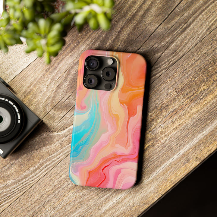 Slim Blue Pink Orange Marbled Cute Phone Cases for Iphone 16 Pro Max | iPhone 15 Case | iPhone 15 Pro Max Case, Iphone 14, Iphone 14 Pro Max, Iphone 13 12 11 8 7 - Studio40ParkLane