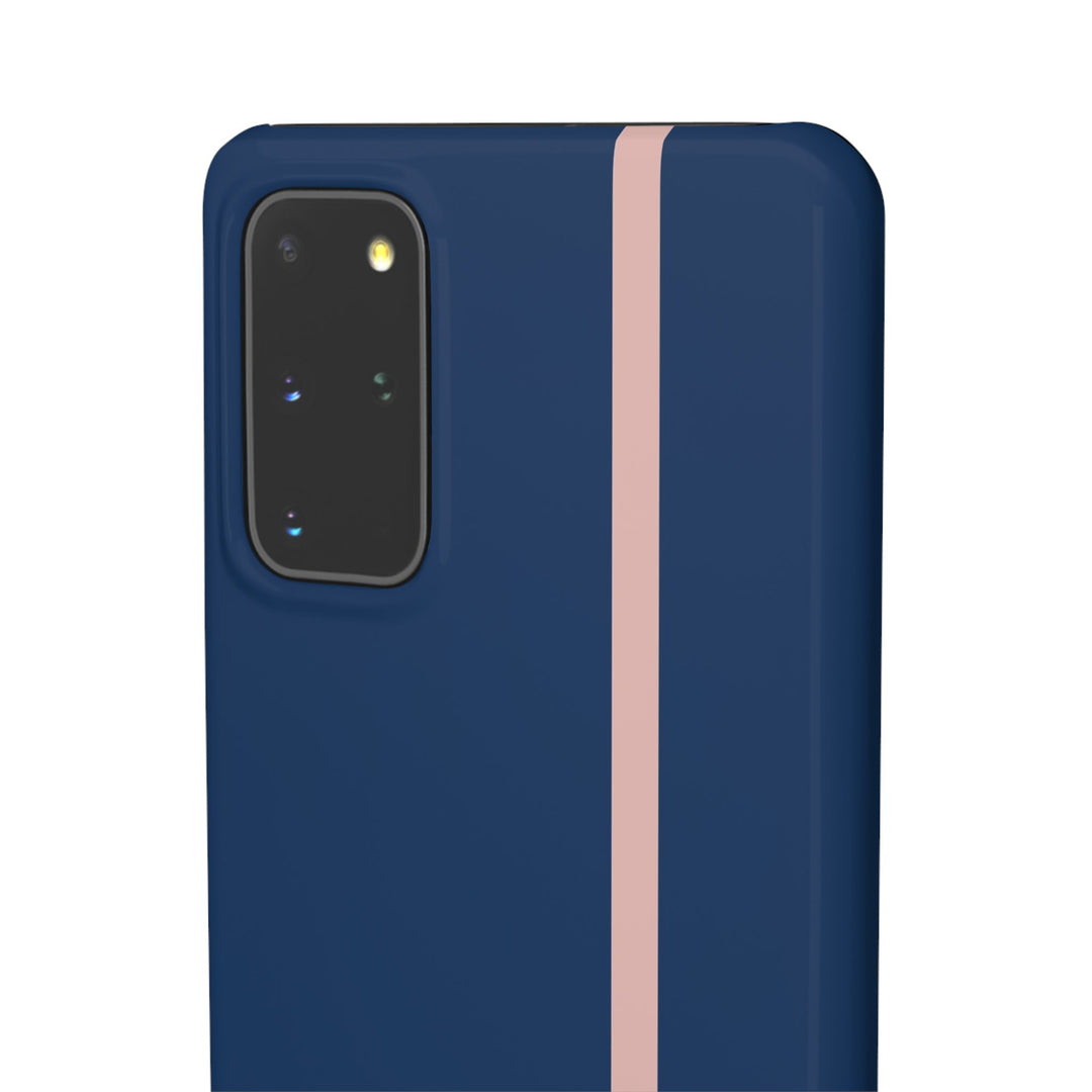 Sleek Navy Blue Pink Stripe Snap Phone Case for iPhone 18 17 16 15 14 13 Pro Max, Samsung Galaxy S26 S25 Ultra Lightweight Cute Phone Case - Studio40ParkLane