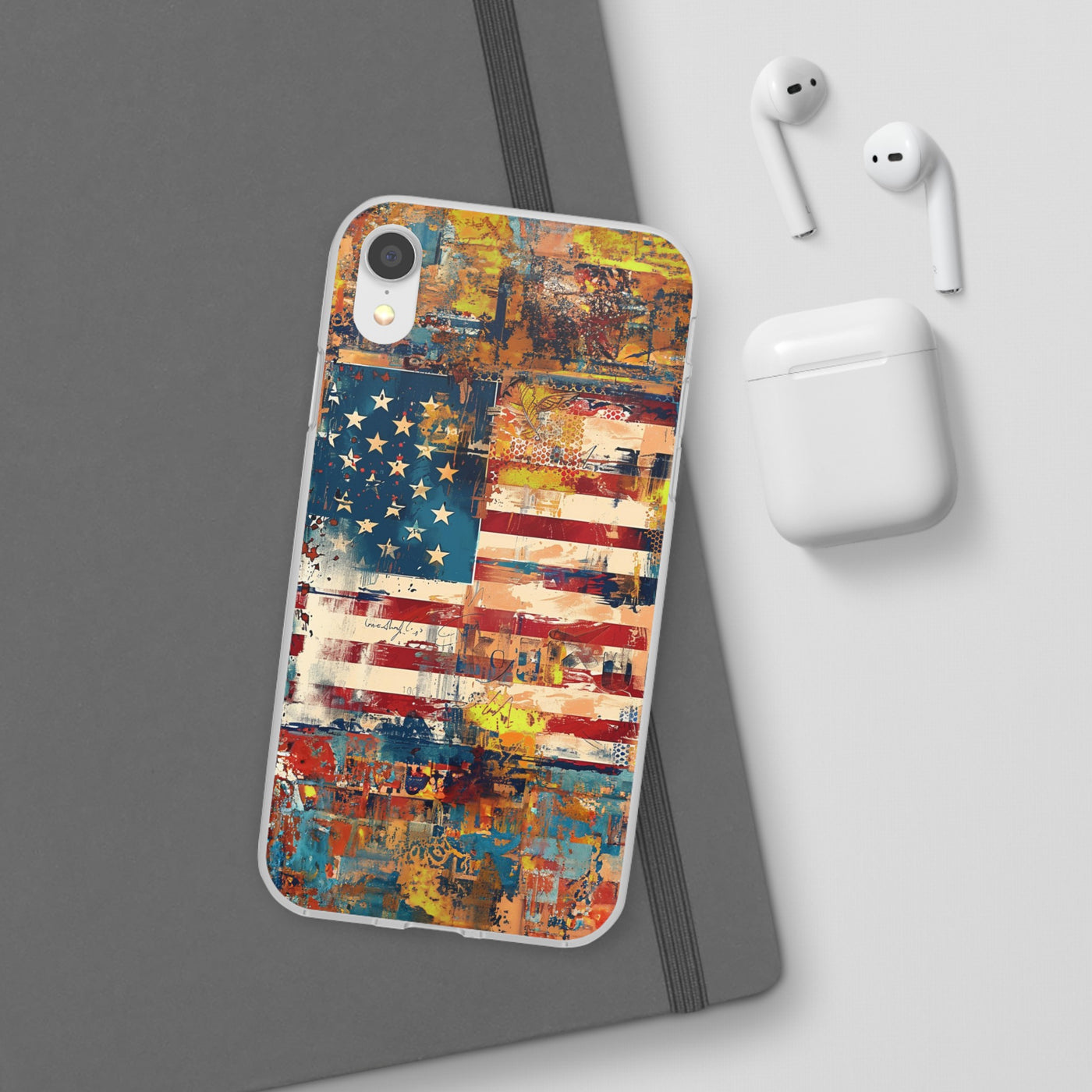 Cute Flexi Phone Cases, US Flag Abstract, Compatible with Samsung Galaxy S23, Samsung S22, Samsung S21, Samsung S20, Galaxy S20 Ultra