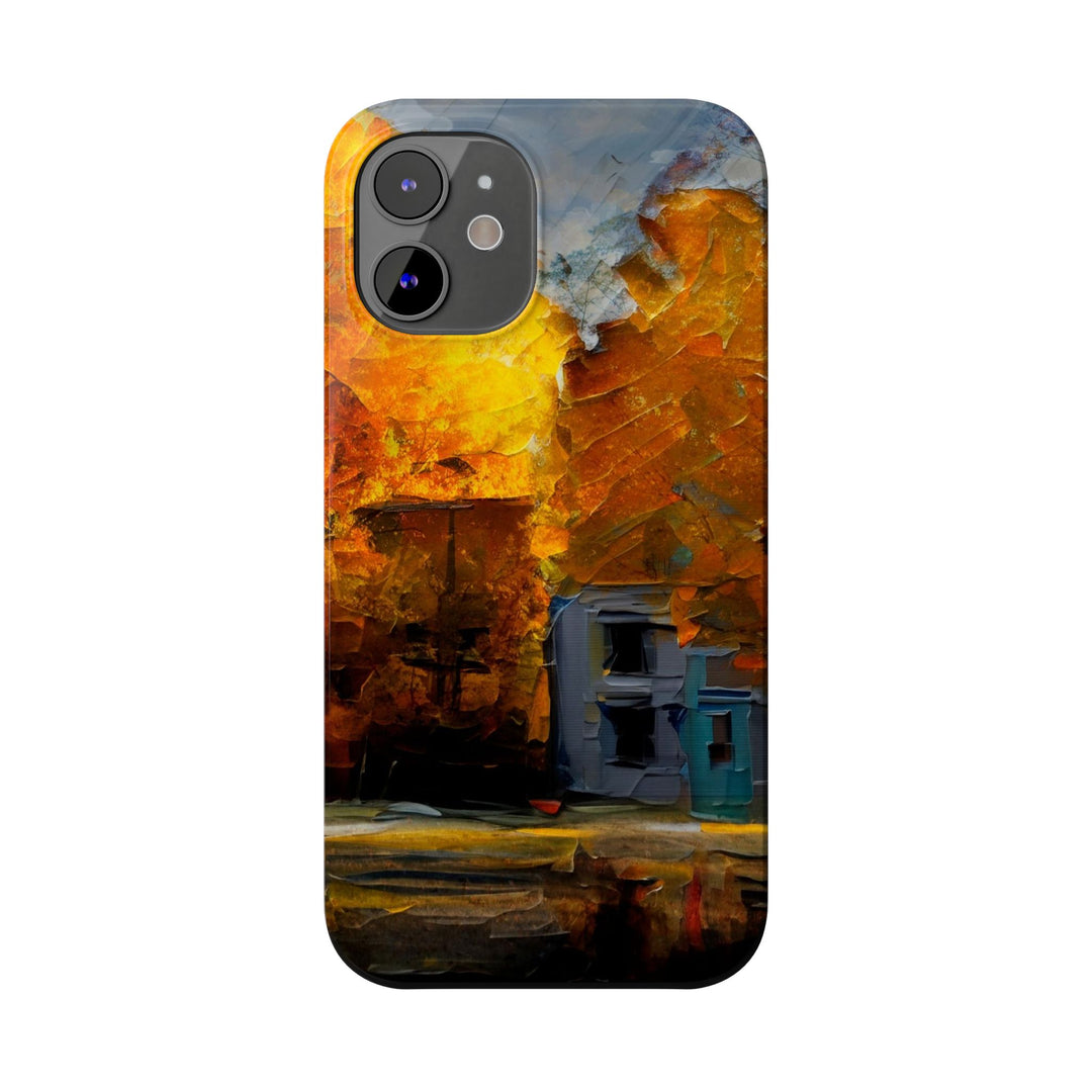Slim Cute Phone Cases for Iphone - | iPhone 15 Case | iPhone 15 Pro Max Case, Iphone 14 Case, Iphone 14 Pro Max, Iphone 13, Fall Leaves Oil Paint Effect - Studio40ParkLane