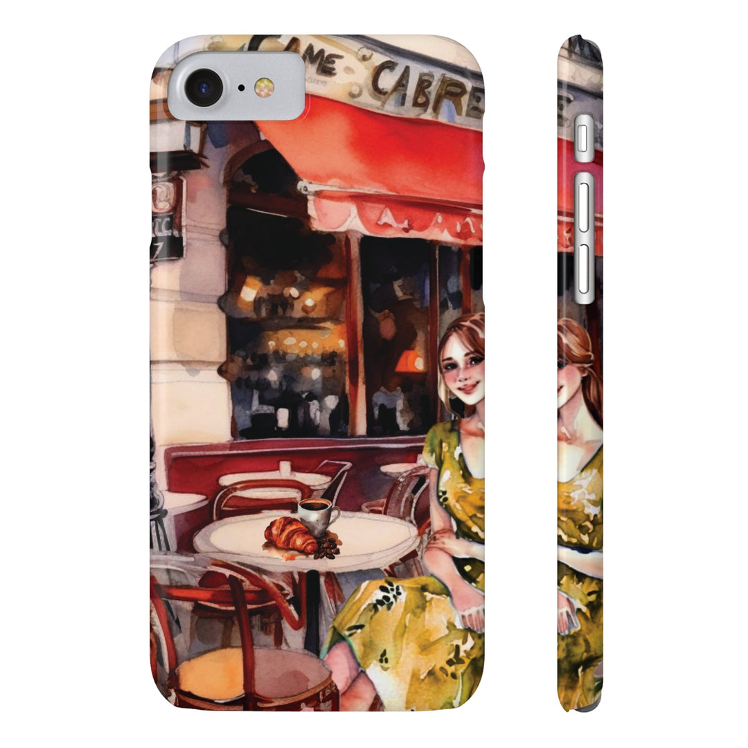 Slim Cute Phone Cases for Iphone - | iPhone 15 Case | iPhone 15 Pro Max Case, Iphone 14 Case, Iphone 14 Pro Max, Iphone 13, Paris Cafe Coffee Croissant - Studio40ParkLane