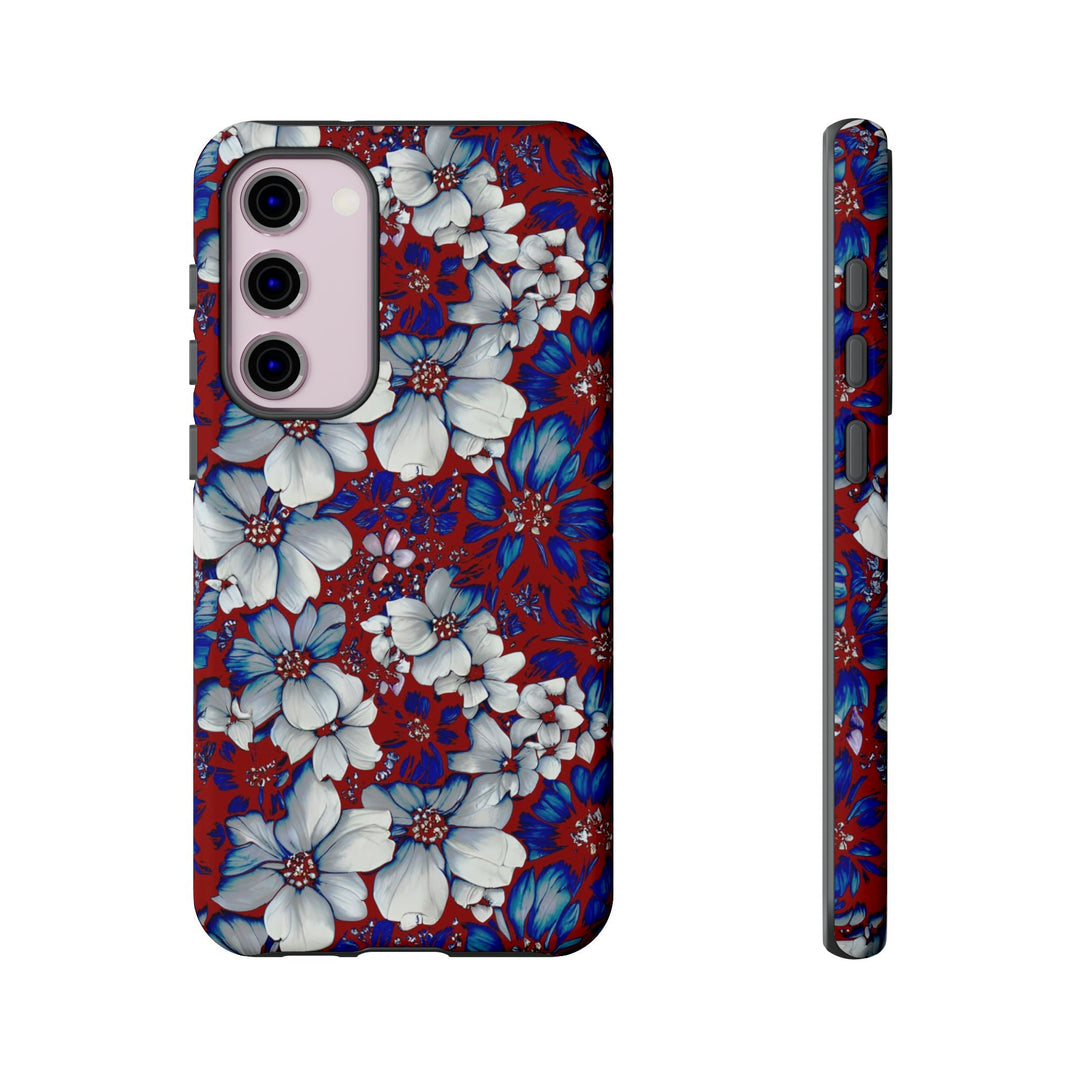 Cute Samsung Phone Case | Aesthetic Samsung Phone Case | Galaxy S23, S22, S21, S20 | Red Blue Flowers, Protective Phone Case - Studio40ParkLane