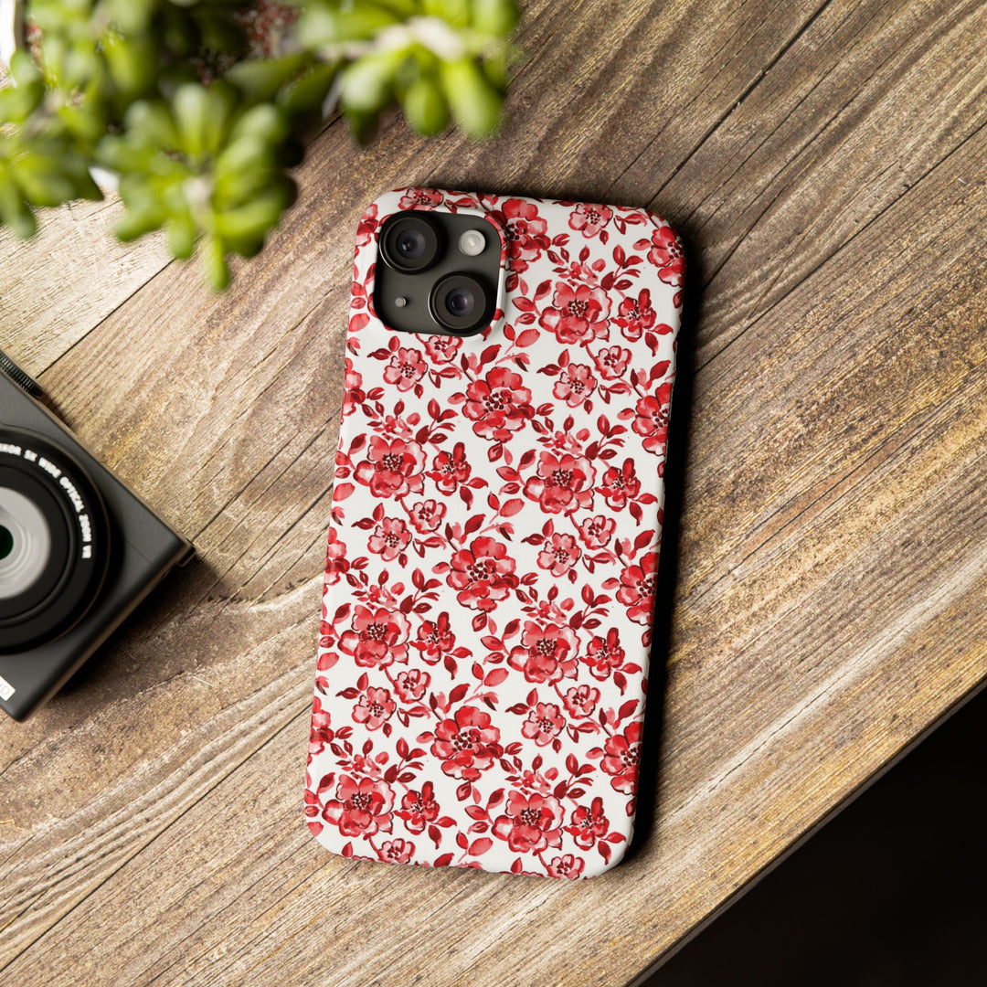 Slim Red Chinoiserie Gift for Her Cute Phone Cases for Iphone 16 Pro Max | iPhone 15 Case | iPhone 15 Pro Max Case, Iphone 14, Iphone 14 Pro Max, Iphone 13 12 11 8 7 - Studio40ParkLane