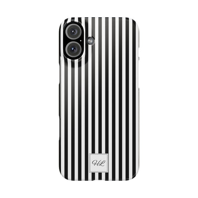 Slim Custom Personalized Black White Striped Phone Case for Iphone 16 - | iPhone 15 Pro Max Case | iPhone 14 Case Iphone 13 12 11 10 9 8 - Studio40ParkLane