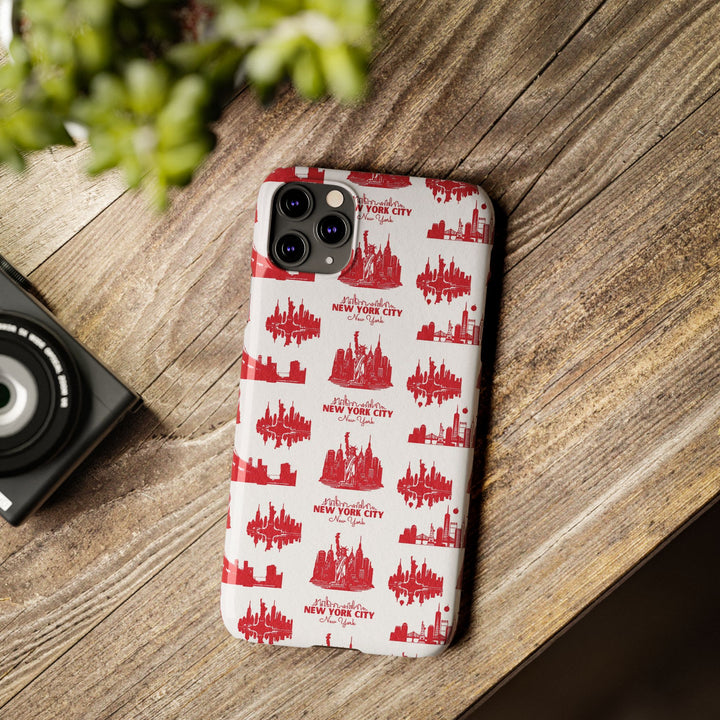 Slim New York Skyline Red Collage Coquette Gift for Her Cute Phone Cases for Iphone 16 Pro Max | iPhone 15 Case | iPhone 15 Pro Max Case, Iphone 14, Iphone 14 Pro Max, Iphone 13 12 11 8 7 - Studio40ParkLane