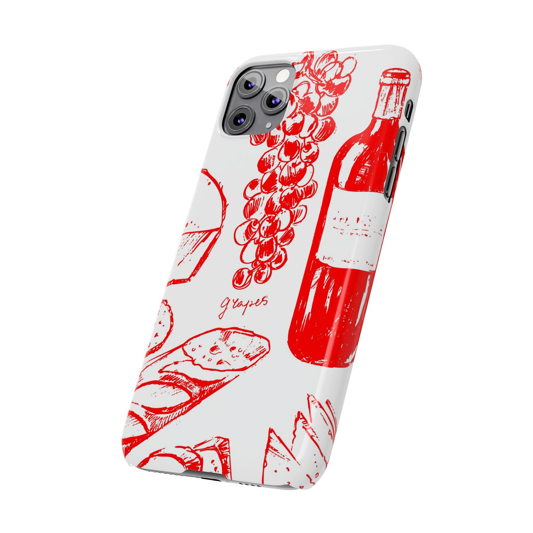 Slim Cute Phone Cases for Iphone | iPhone 15 Case | iPhone 15 Pro Max Case, Iphone 14, Iphone 14 Pro Max, Iphone 13, French Food Wine Red - Studio40ParkLane