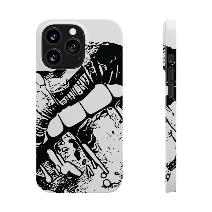 Slim Cute Phone Cases for Iphone - | iPhone 15 Case | iPhone 15 Pro Max Case, Iphone 14 Case, Iphone 14 Pro Max, Iphone 13, Smile Lips Black and White - Studio40ParkLane