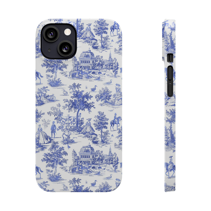 Slim Blue Vintage French Toile Cute Phone Cases for Iphone 16 Pro Max | iPhone 15 Case | iPhone 15 Pro Max Case, Iphone 14, Iphone 14 Pro Max, Iphone 13 12 11 8 7 - Studio40ParkLane