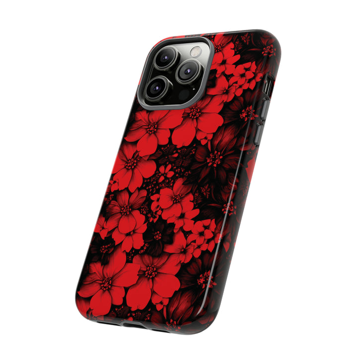 Cute IPhone Case | Red Black Flowers, iPhone 15 Case | iPhone 15 Pro Case, Iphone 14 Case, Iphone 14 Pro Max Case, Protective Iphone Case - Studio40ParkLane