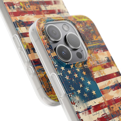 Cute Flexi Phone Cases, US Flag Abstract, Compatible with Samsung Galaxy S23, Samsung S22, Samsung S21, Samsung S20, Galaxy S20 Ultra