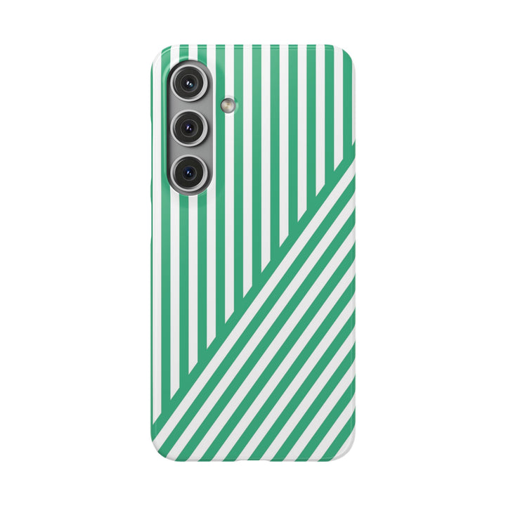 Aesthetic Emerald Stripes Cute Phone Case Sleek Snap - For iPhone 17 Pro Max iPhone 16 Pro iPhone 15 Iphone 14 Plus 13 Pro 12 11 10 Gift