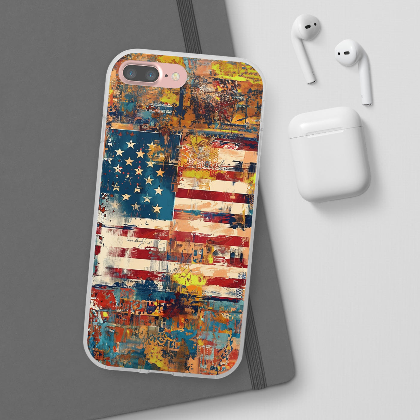 Cute Flexi Phone Cases, US Flag Abstract, Compatible with Samsung Galaxy S23, Samsung S22, Samsung S21, Samsung S20, Galaxy S20 Ultra