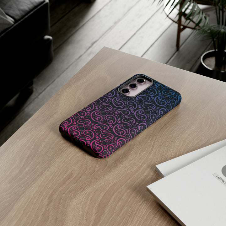 Cool Phone Case | Aesthetic Phone Case | Paisley Blue Pink Black | For Samsung Galaxy S23, S22, S21, S20 | Luxury Double Layer | Cute - Studio40ParkLane