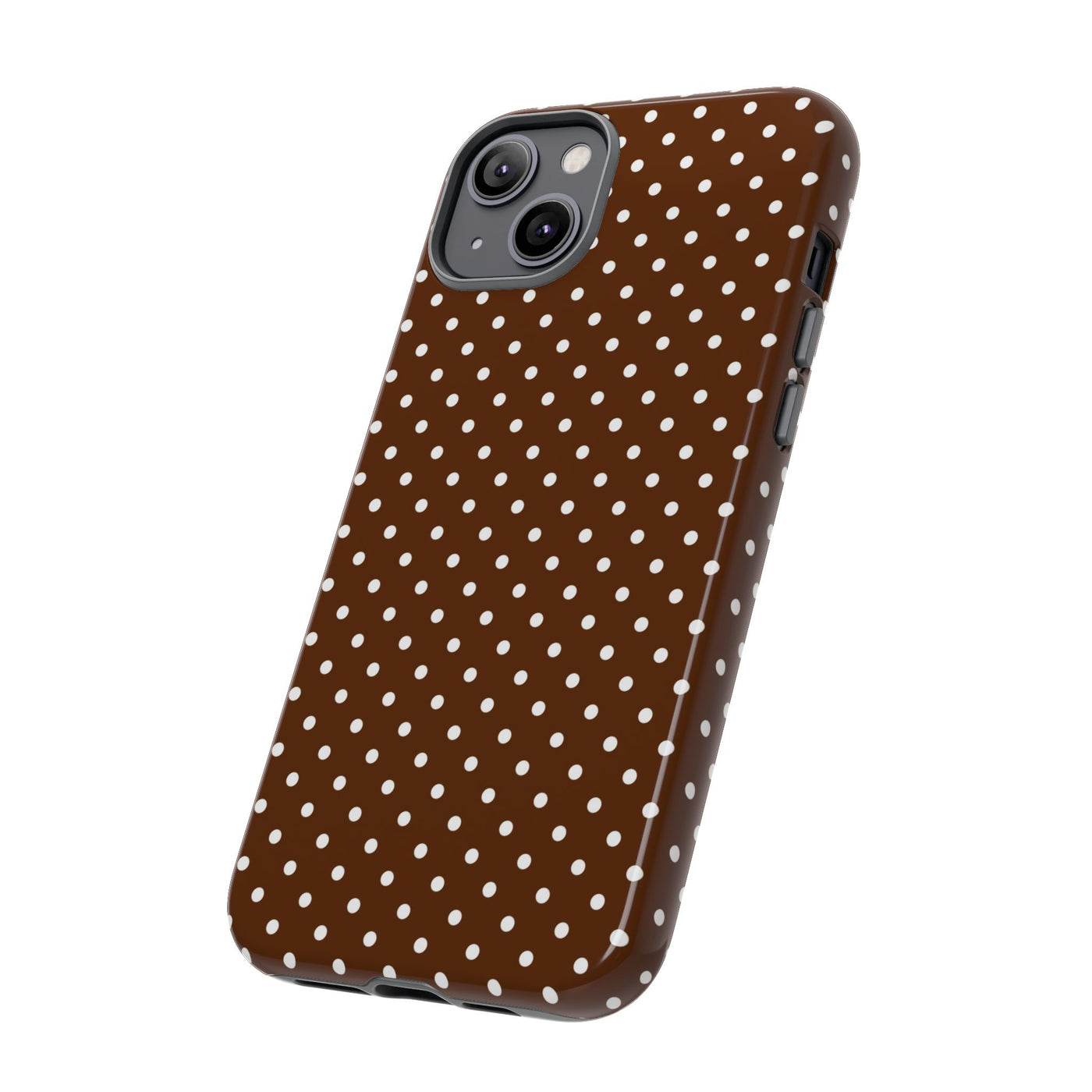 Aesthetic Tough Mocha Brown Polka Dots Premium Phone Case - For iPhone 17 Pro Max iPhone 16 Pro iPhone 15 Iphone 14 Plus 13 Pro 12 11 10 - Studio40ParkLane