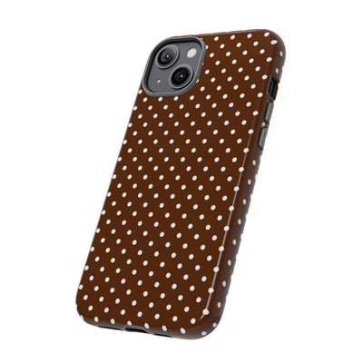 Aesthetic Tough Mocha Brown Polka Dots Premium Phone Case - For iPhone 17 Pro Max iPhone 16 Pro iPhone 15 Iphone 14 Plus 13 Pro 12 11 10 - Studio40ParkLane