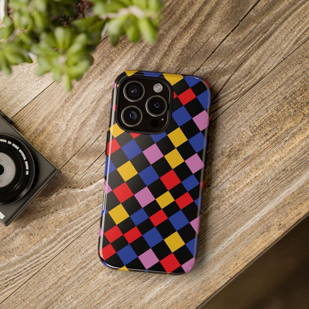 Aesthetic Tough Colorful Checkerboard Phone Case Premium - For iPhone 17 Pro Max iPhone 16 Pro iPhone 15 Iphone 14 Plus 13 Pro 12 11 10 XR - Studio40ParkLane
