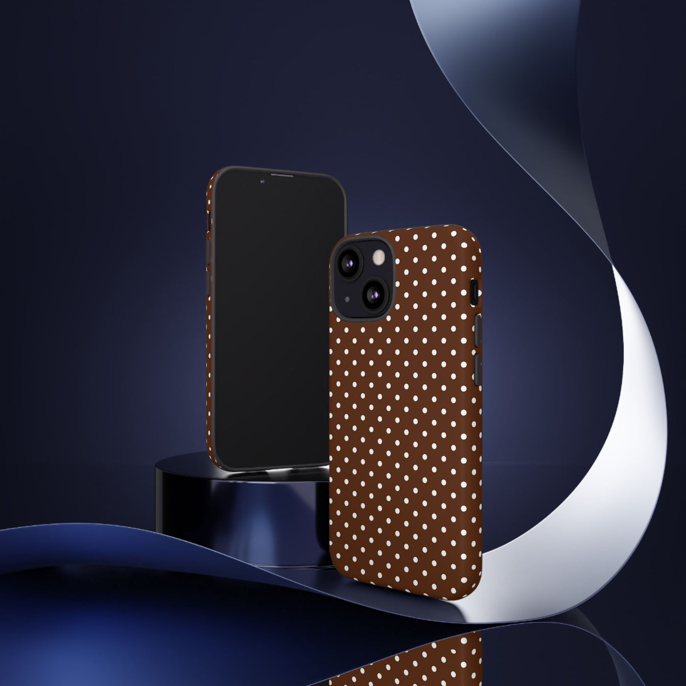 Aesthetic Tough Mocha Brown Polka Dots Premium Phone Case - For iPhone 17 Pro Max iPhone 16 Pro iPhone 15 Iphone 14 Plus 13 Pro 12 11 10 - Studio40ParkLane