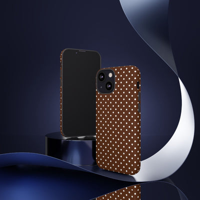Aesthetic Tough Mocha Brown Polka Dots Premium Phone Case - For iPhone 17 Pro Max iPhone 16 Pro iPhone 15 Iphone 14 Plus 13 Pro 12 11 10 - Studio40ParkLane