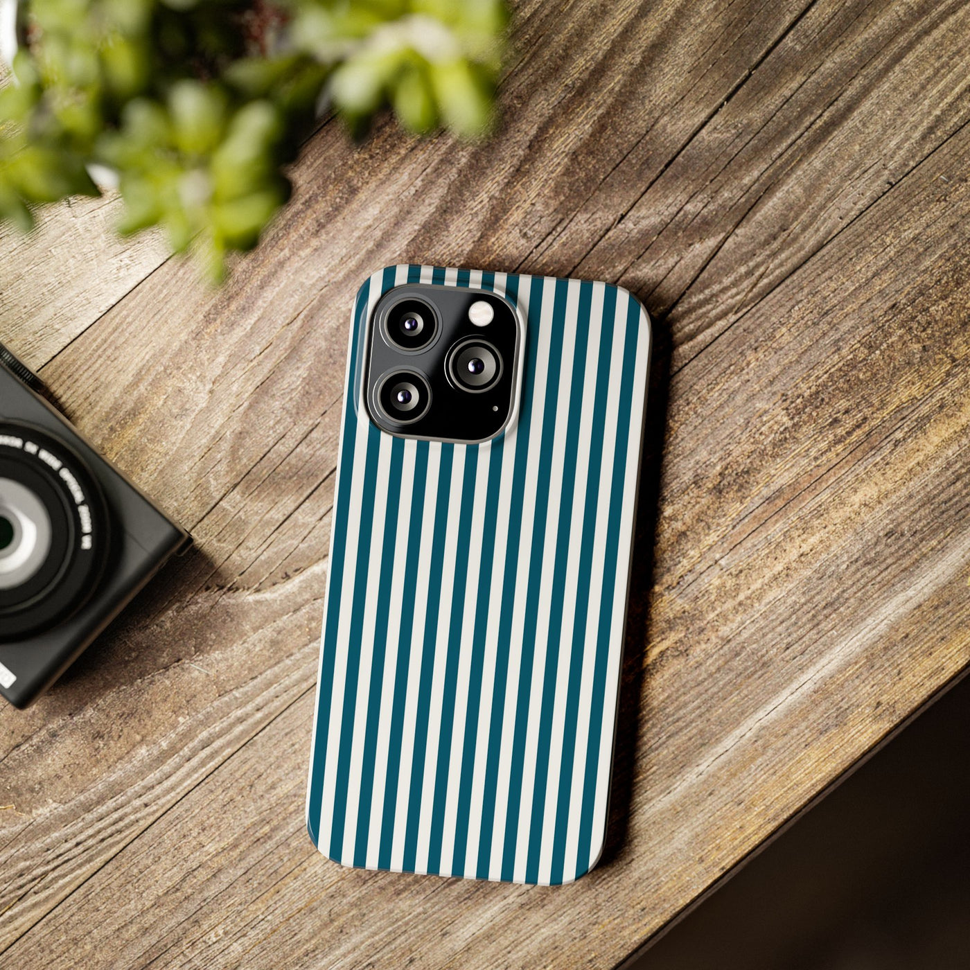 Slim Teal Blue Striped Cute Phone Case for Iphone 16 - | iPhone 15 Pro Max Case | iPhone 14 Case Iphone 13 12 11 10 9 8 7 X XS Gift for Her - Studio40ParkLane