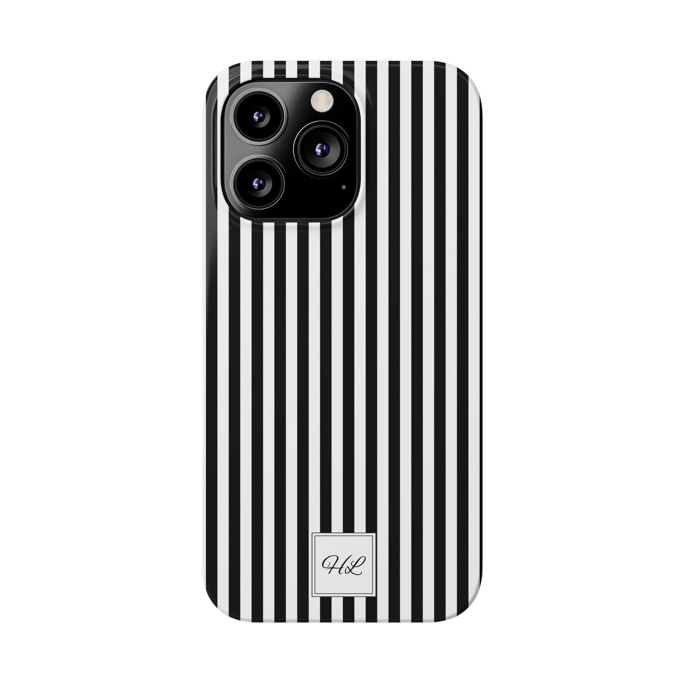 Slim Custom Personalized Black White Striped Phone Case for Iphone 16 - | iPhone 15 Pro Max Case | iPhone 14 Case Iphone 13 12 11 10 9 8 - Studio40ParkLane