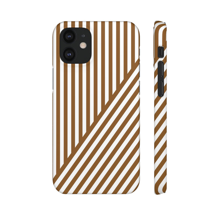 Aesthetic Mocha Brown Stripes Cute Phone Case Sleek Snap - For iPhone 17 Pro Max iPhone 16 Pro iPhone 15 Iphone 14 Plus 13 Pro 12 11 10 Gift - Studio40ParkLane