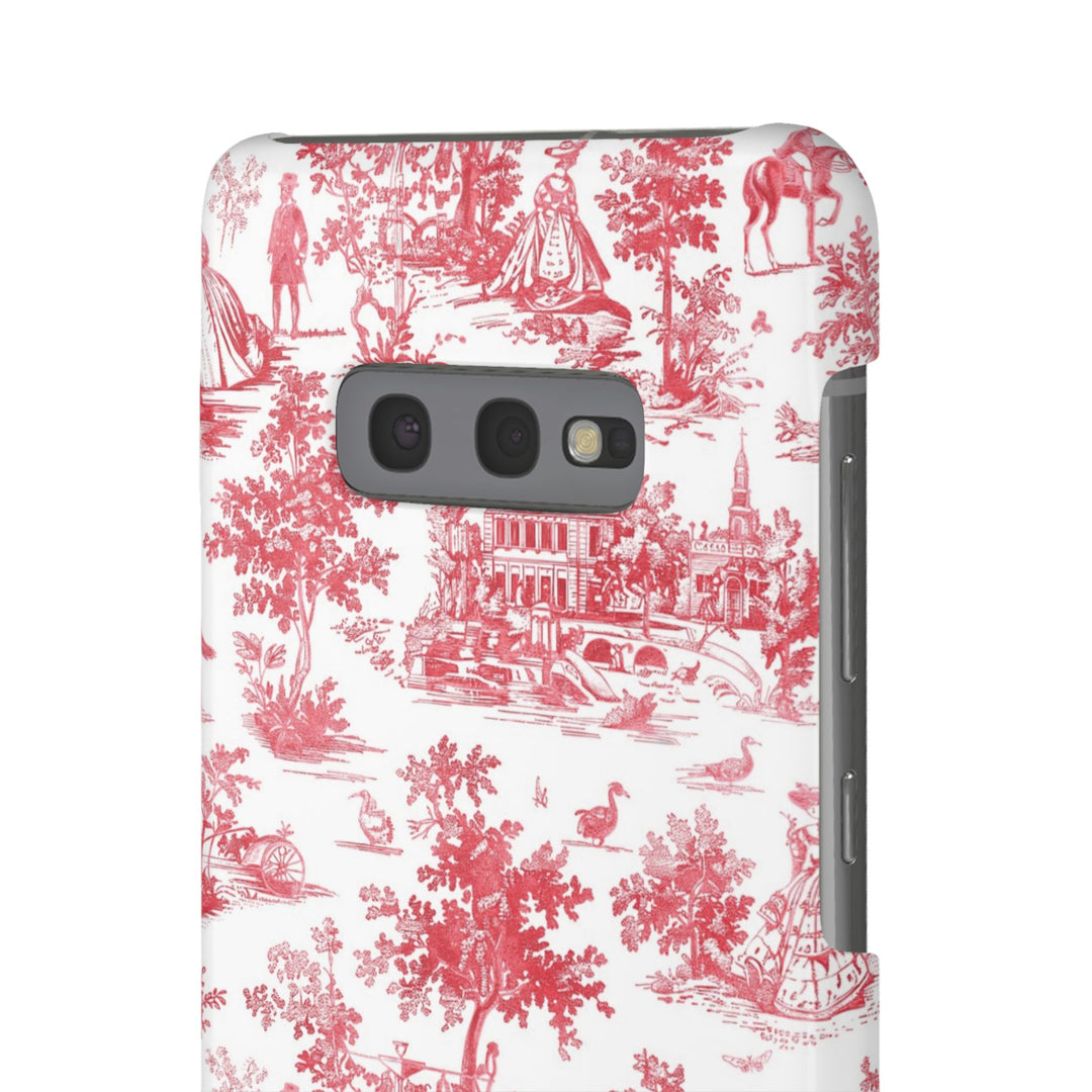 Snap French Toile Personalized Initial Custom Gift for Her Cute Phone Cases for Samsung S24, S23, S22, S21, S20, Plus and Ultra and Iphone, 16, 15, 14, 13, 12, 11. 10 - Studio40ParkLane