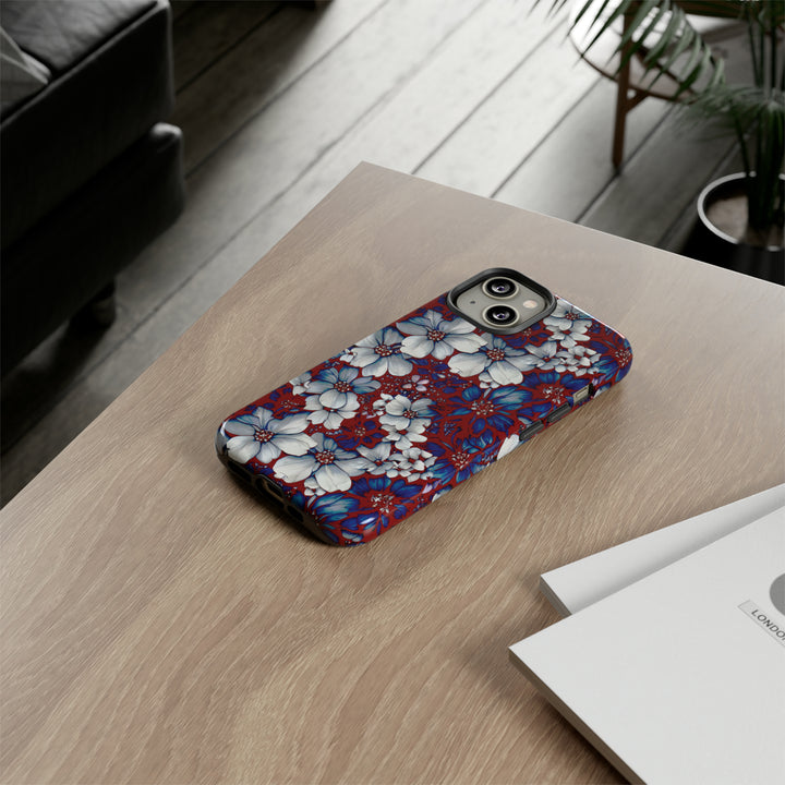 Cute IPhone Case | Red Blue Flowers, iPhone 15 Case | iPhone 15 Pro Case, Iphone 14 Case, Iphone 14 Pro Max Case, Protective Iphone Case - Studio40ParkLane