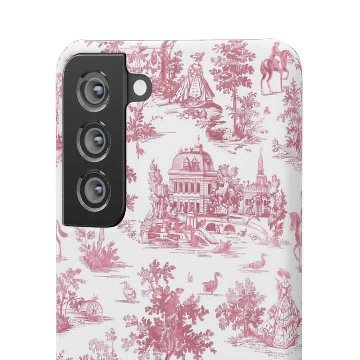 Sleek Snap Pink French Toile Cute Phone Case for iPhone 16 15 14 13 12 11 X Xs Max Xr Pro Plus Samsung Galaxy S24 S23 S22 S21 S20 Note Ultra
