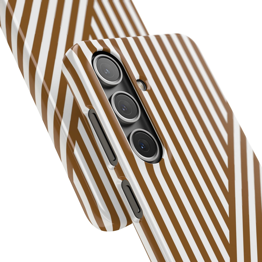Aesthetic Mocha Brown Stripes Cute Phone Case Sleek Snap - For iPhone 17 Pro Max iPhone 16 Pro iPhone 15 Iphone 14 Plus 13 Pro 12 11 10 Gift - Studio40ParkLane