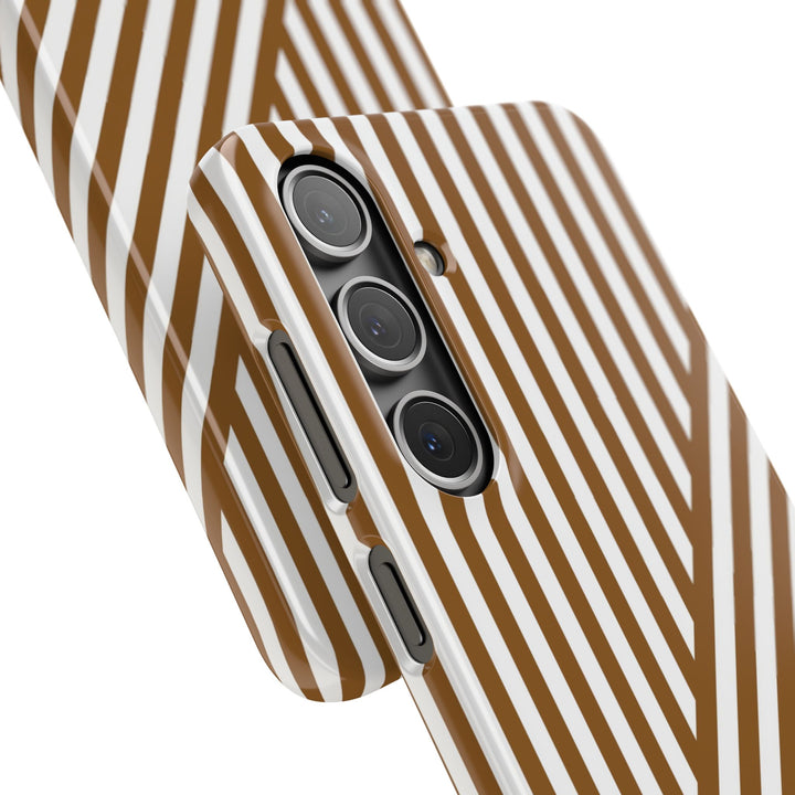 Aesthetic Mocha Brown Stripes Cute Phone Case Sleek Snap - For iPhone 17 Pro Max iPhone 16 Pro iPhone 15 Iphone 14 Plus 13 Pro 12 11 10 Gift - Studio40ParkLane