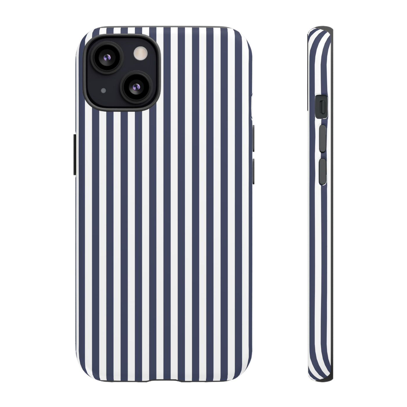 Tough Premium Navy Blue Stripes Phone Case Gift for Her - For Apple iPhone 16 Pro Max 16e iPhone 15 Pro iPhone Iphone 14 Plus 13 Pro 12 SE XR - Studio40ParkLane