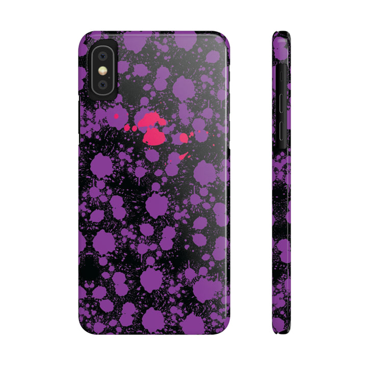 Slim Cute Phone Cases for Iphone - | iPhone 15 Case | iPhone 15 Pro Max Case, Iphone 14 Case, Iphone 14 Pro Max, Iphone 13, Purple Pink Paint Blots Splash - Studio40ParkLane