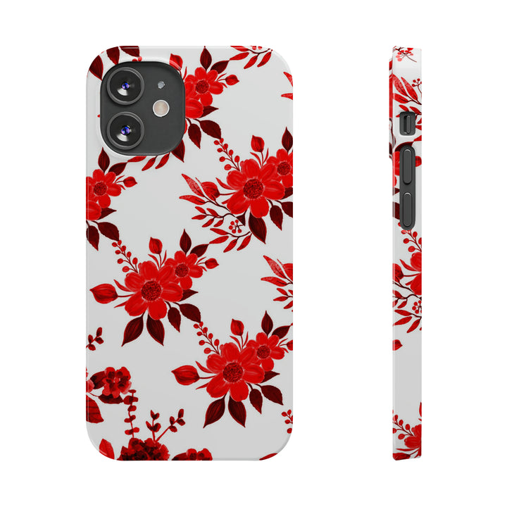 Slim Cute Phone Cases for Iphones - | iPhone 15 Case | iPhone 15 Pro Max Case, Iphone 14 Case, Iphone 14 Pro Max, Iphone 13, Red White Flowers - Studio40ParkLane