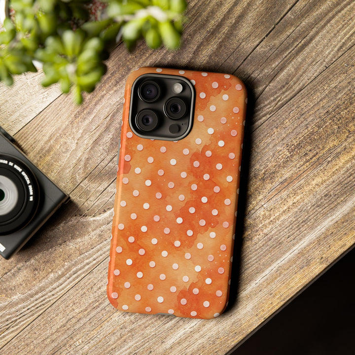 Aesthetic Tough Orange Polka Dots Watercolor Phone Case - For iPhone 17 Pro Max iPhone 16 Pro iPhone 15 Iphone 14 Plus 13 Pro 12 11 10 XR - Studio40ParkLane