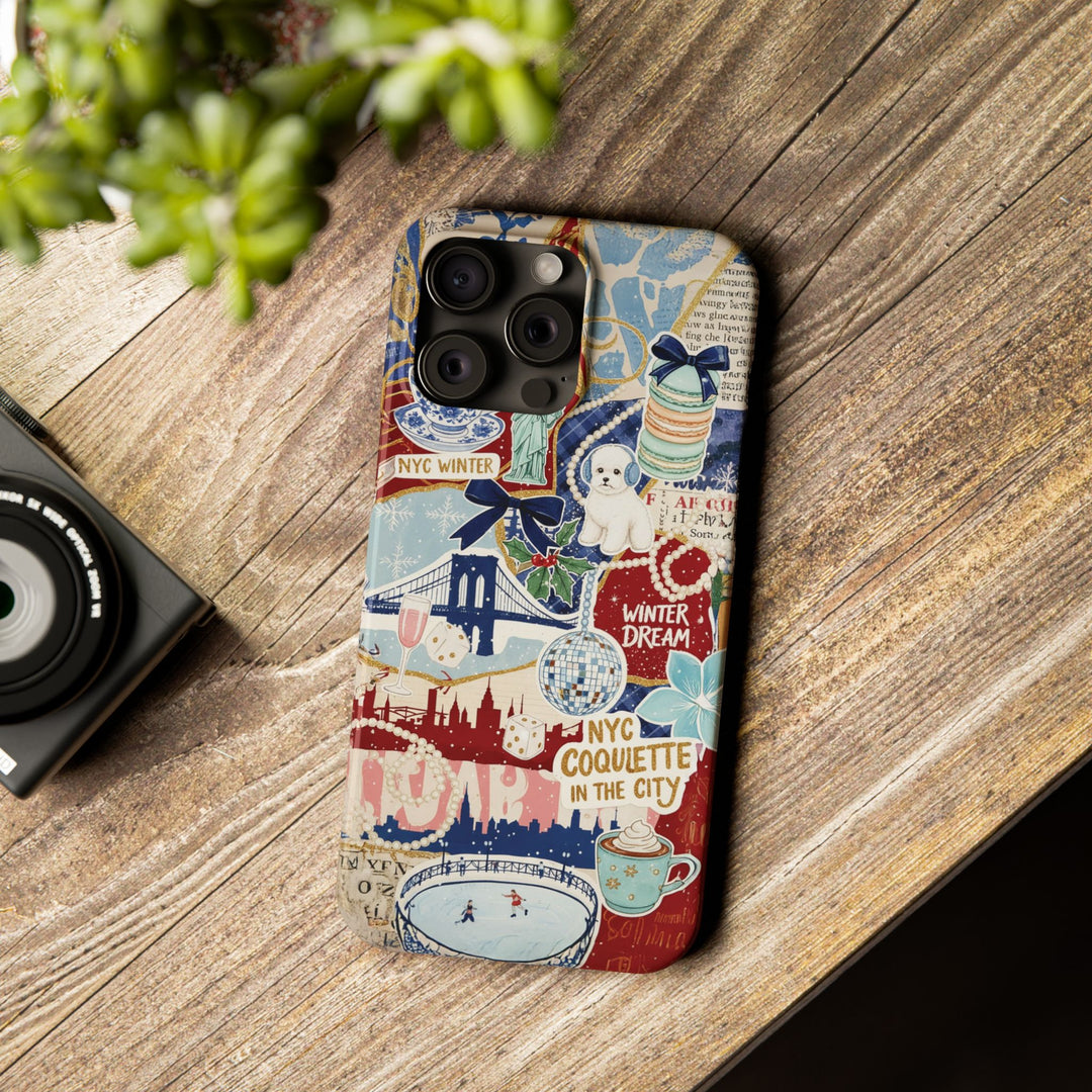 Slim New York Winter Coquette Collage Cute Phone Case for Iphone 16 - | iPhone 15 Pro Max Case | iPhone 14 Case Iphone 13 12 11 10 9 8 7 X - Studio40ParkLane
