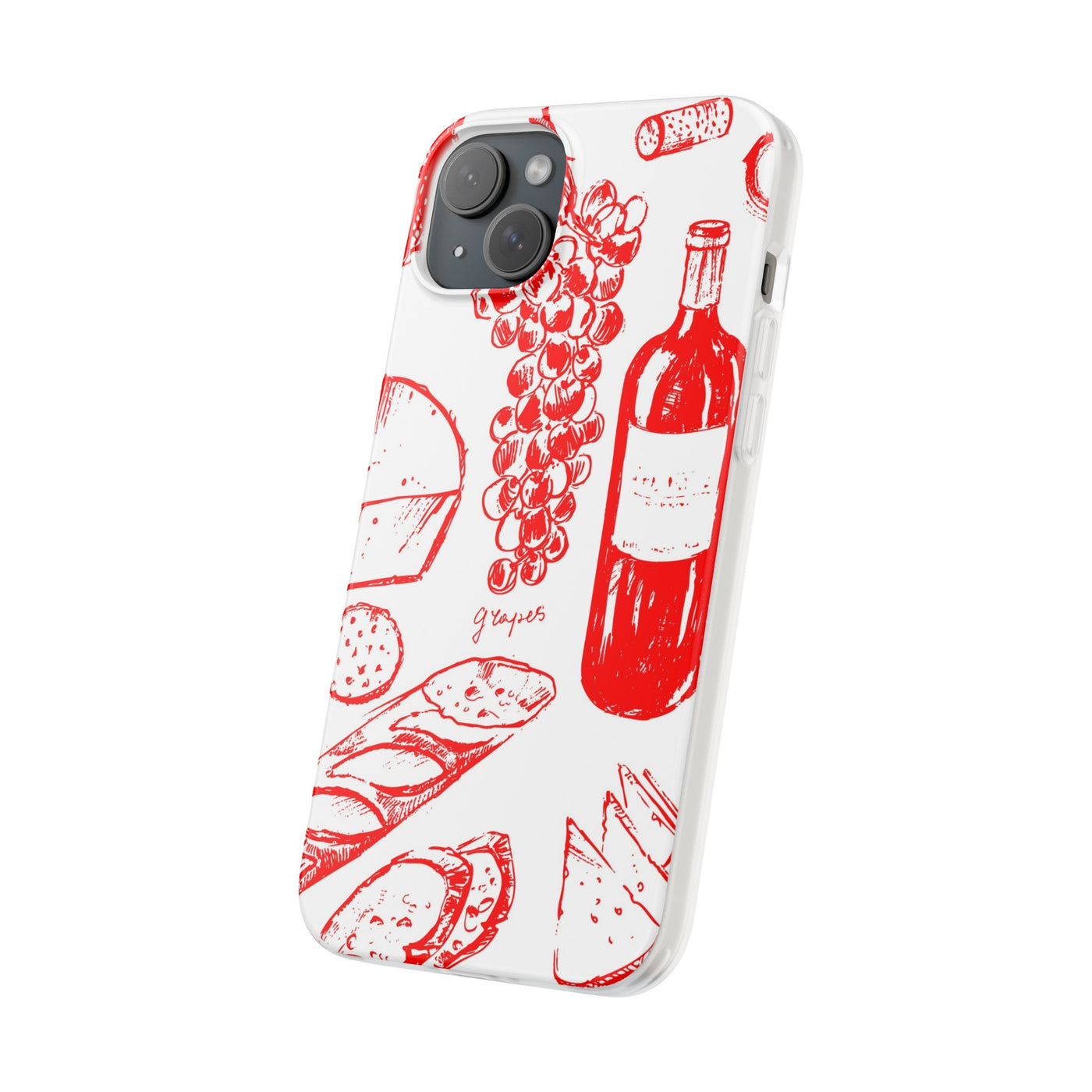 Cute Flexi Phone Cases, French Food Wine Red, Compatible with Samsung Galaxy S23, Samsung S22, Samsung S21, Samsung S20, Galaxy S20 Ultra