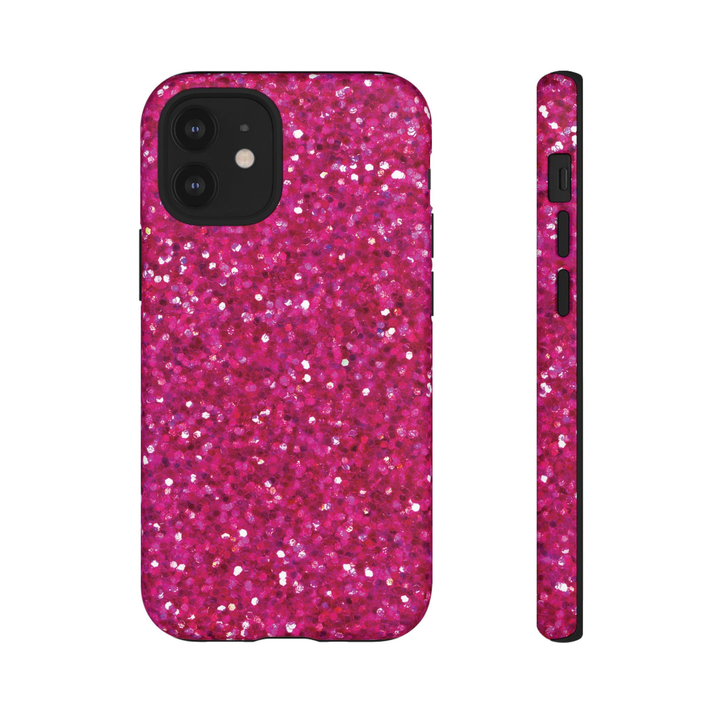 Chic Pink Faux Play on Glitter Effect Cute Phone Case, for IPhone 16 pro Max | Iphone 15, Iphone 14, IPhone 13 Case, 11 8 7, Samsung Galaxy S24, S23, S22, S21, 2 Layer Protection