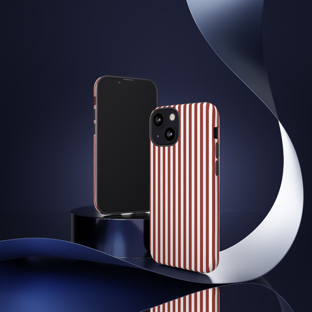 Tough Premium Red Stripes Phone Case Gift for Her - For Apple iPhone 16 Pro Max 16e iPhone 15 Pro iPhone Iphone 14 Plus 13 Pro 12 SE XR - Studio40ParkLane