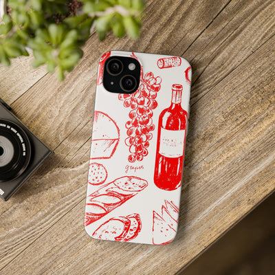 Cute Flexi Phone Cases, French Food Wine Red, Compatible with Samsung Galaxy S23, Samsung S22, Samsung S21, Samsung S20, Galaxy S20 Ultra